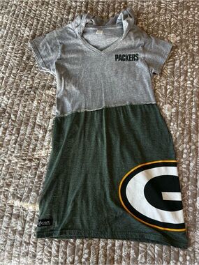 Green Bay Packers Sustainable Hooded Dress / Gray-Green / Women Med NFL
